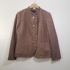 Women's Talbots Sz 8 Brown Red Gold Wool Blazer